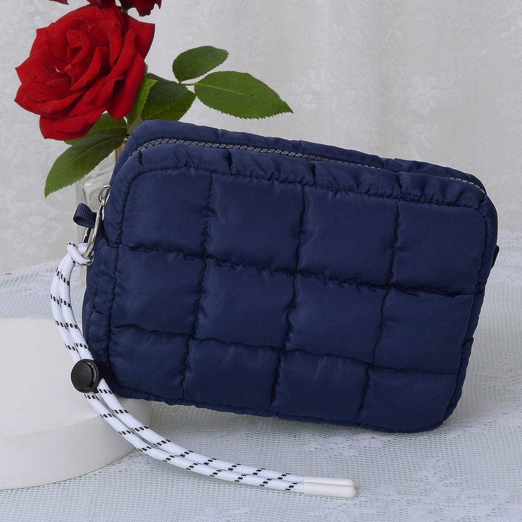 QP008 Nylon Quilted Puffer Clutch/Pouch: Orange