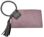 BP204 Fashion Cuff Handle Tassel Wristlet Clutch: Tan