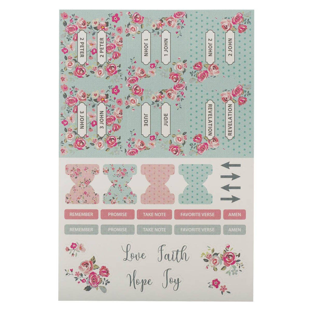 Bible Indexing Tabs Floral Pink & Teal