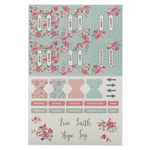 Bible Indexing Tabs Floral Pink & Teal