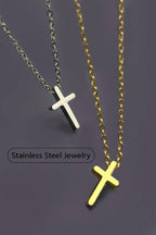 18K STAINLESS STEEL TARNISH FREE CROSS NECKLACE | 80N754: Silver