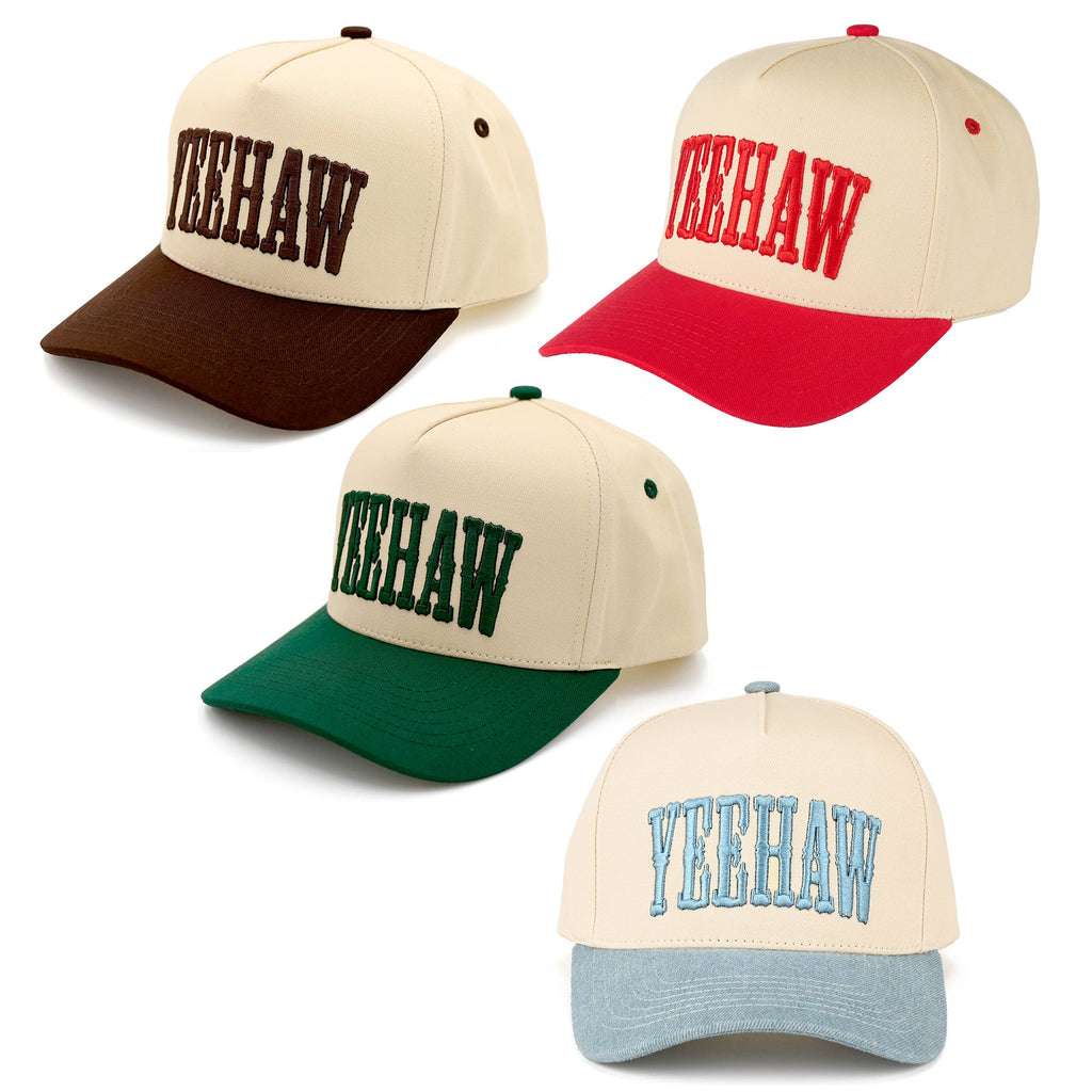 C.C YEEHAW Embroidery Two Tone Cotton Trucker Cap: Denim
