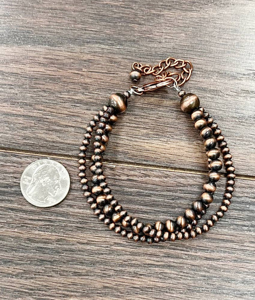 711310, 3-strand Copper Navajo Adjustable Bracelet