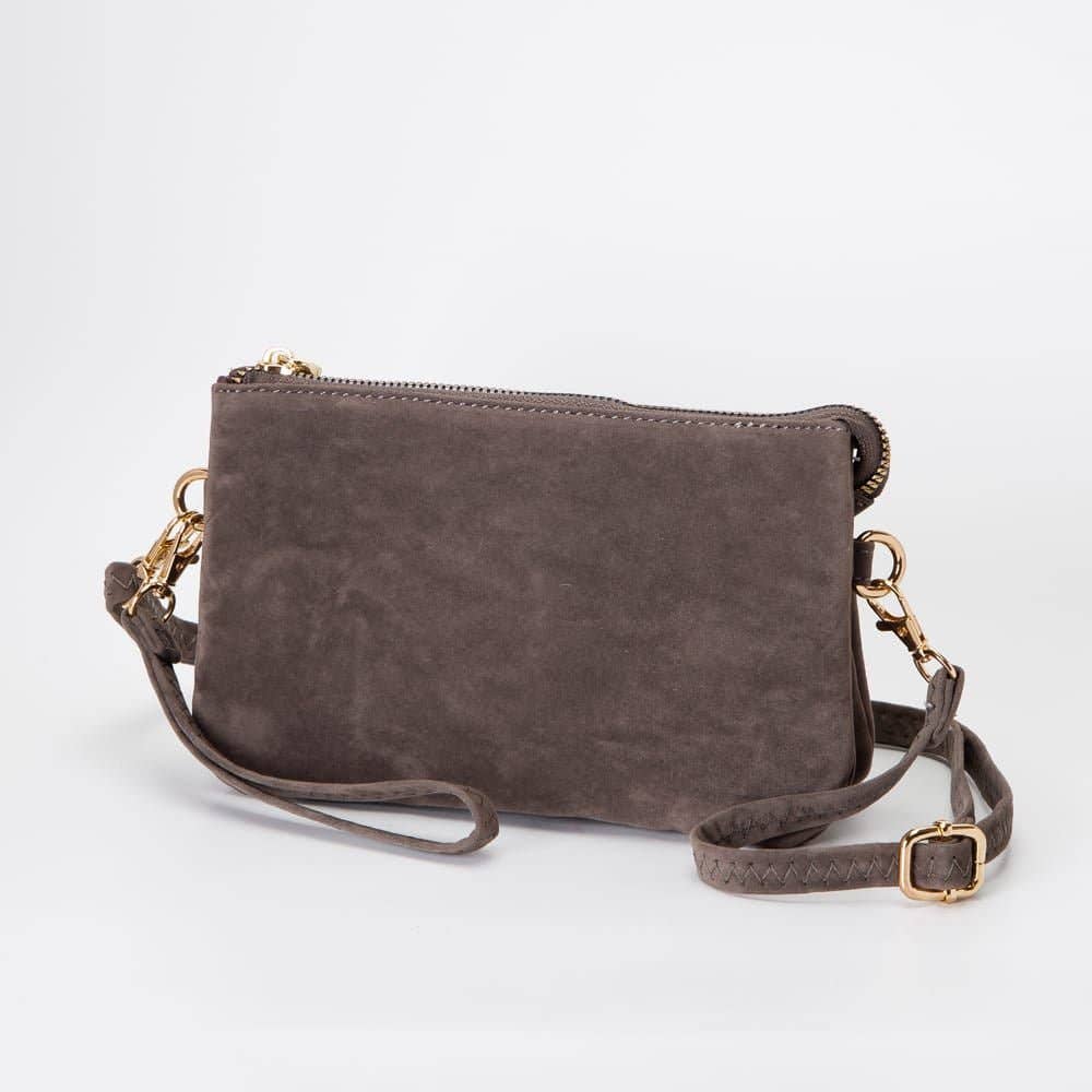TG10573 Stacey Faux Suede 3 compartments Crossbody Bag: Mustard