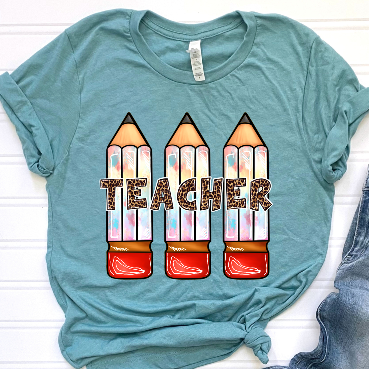 Leopard Print Teacher Pencils Graphic Tee