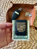 Men's Gift Father's day Gift Leatherette Money Clip: Brown w/ Black Text