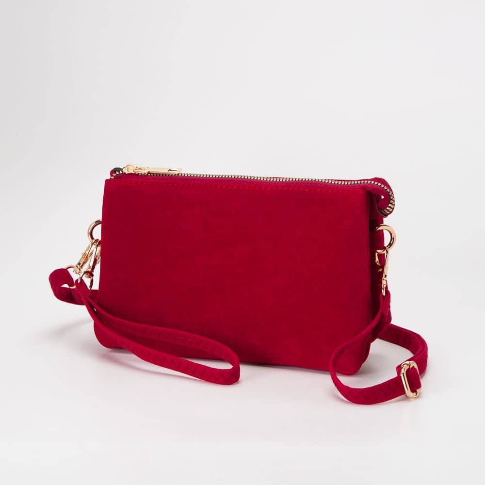 TG10573 Stacey Faux Suede 3 compartments Crossbody Bag: Mustard