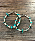 726502, Handmade Cylindrical Navajo Stone Hoop Earrings