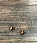 726206, Handmade Copper Navajo Bead Hoop Earrings