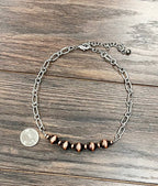 739229, Handmade 15" Copper Navajo Bead Necklace