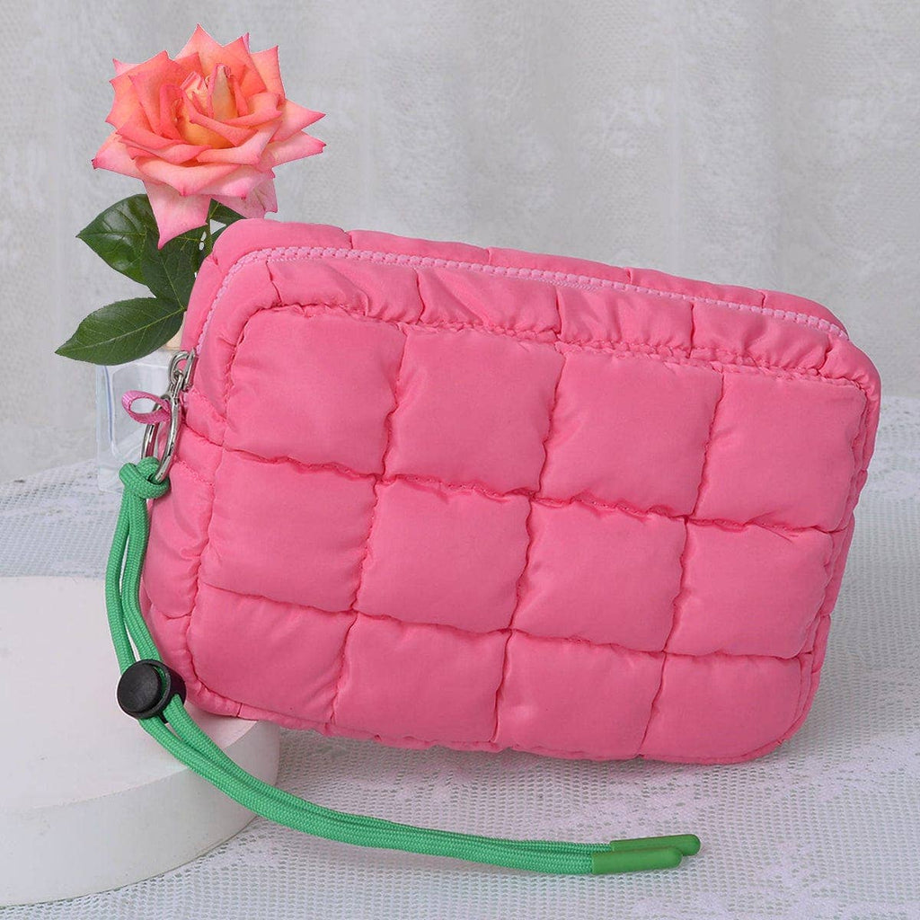 QP008 Nylon Quilted Puffer Clutch/Pouch: Teal