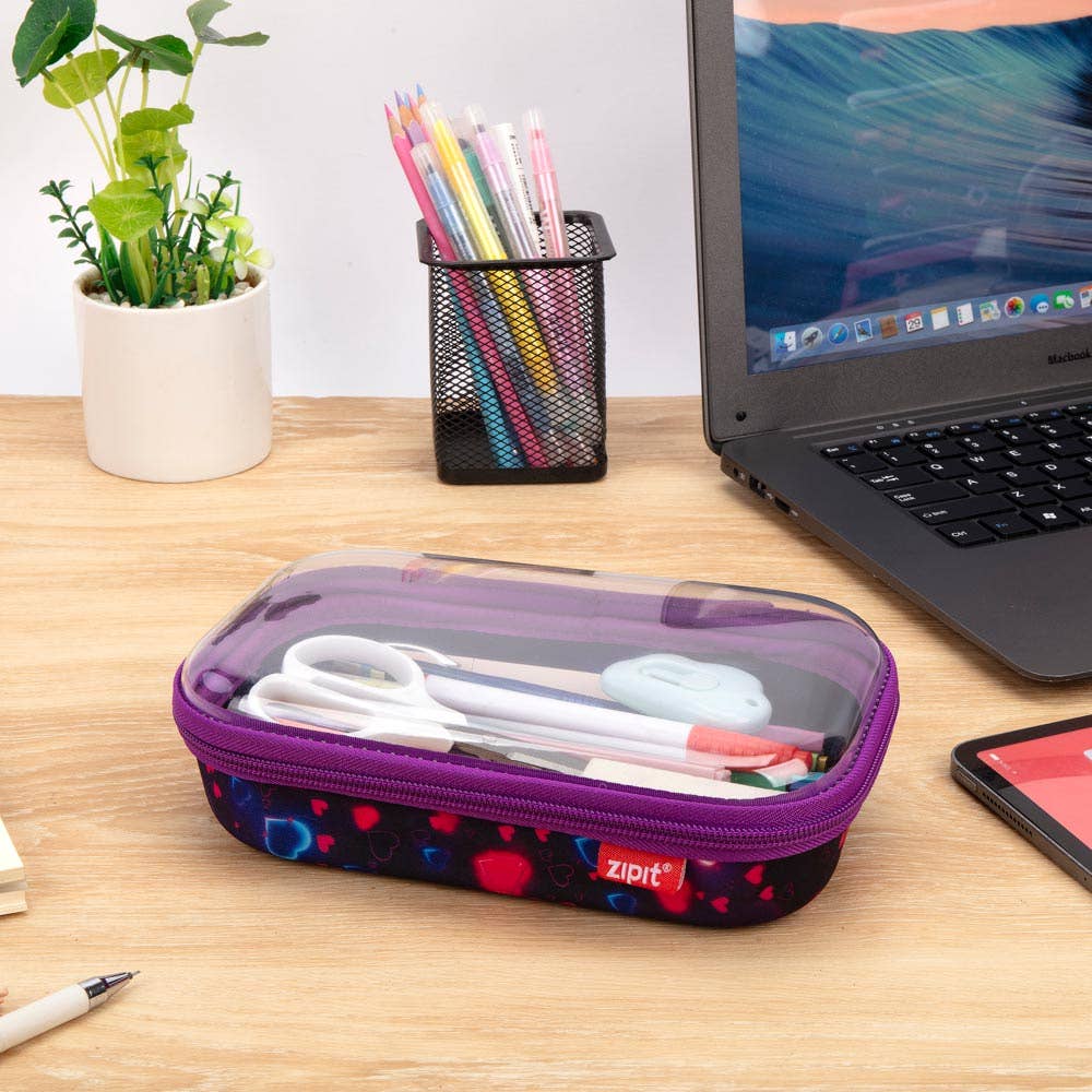 ZIPIT Clear Top Pencil Box for Kids, Pencil Case: Heart