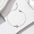 18K STAINLESS STEEL TARNISH FREE CROSS BRACELET | 40B5201: Silver