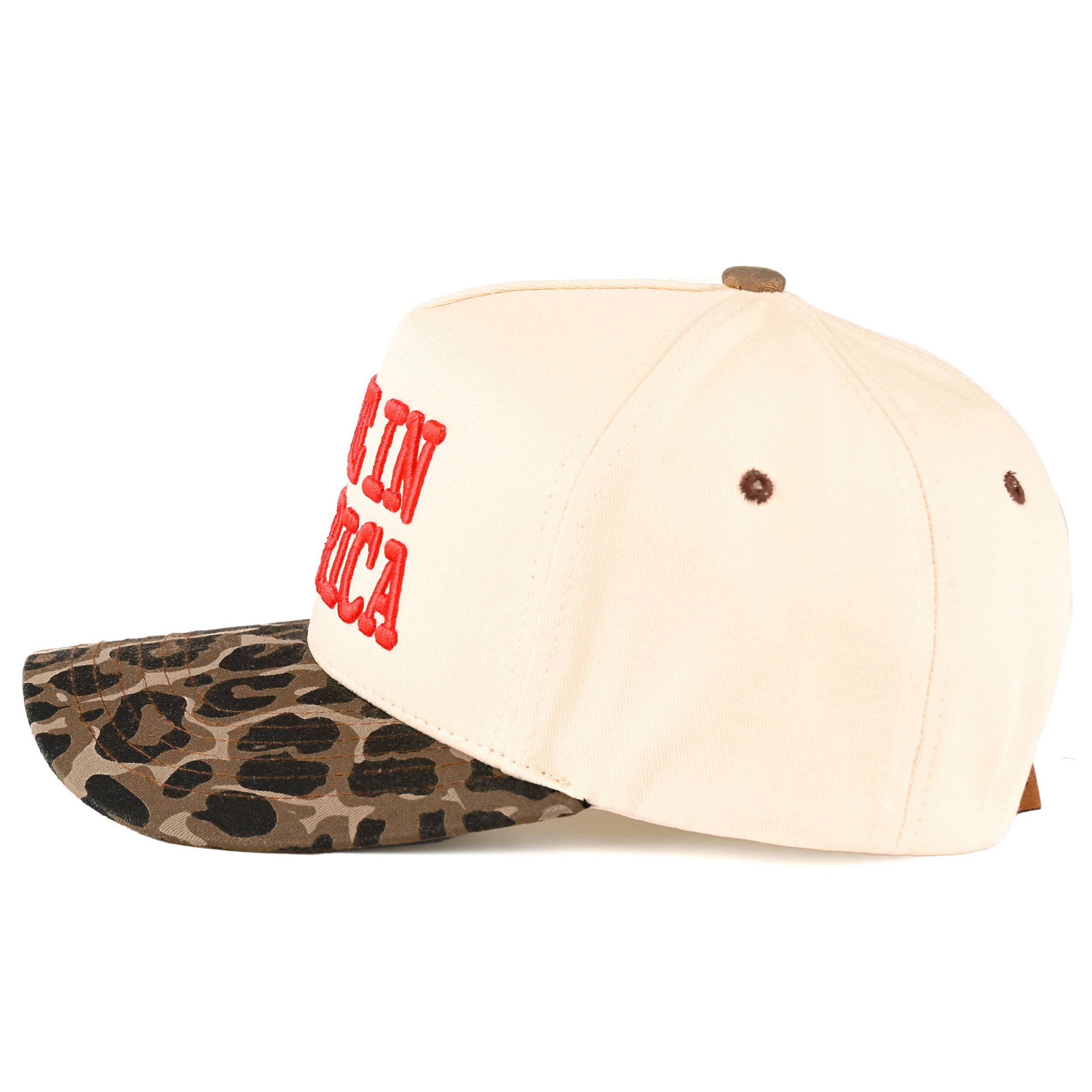 C.C MADE IN AMERICA Letter Leopard Trucker Cap