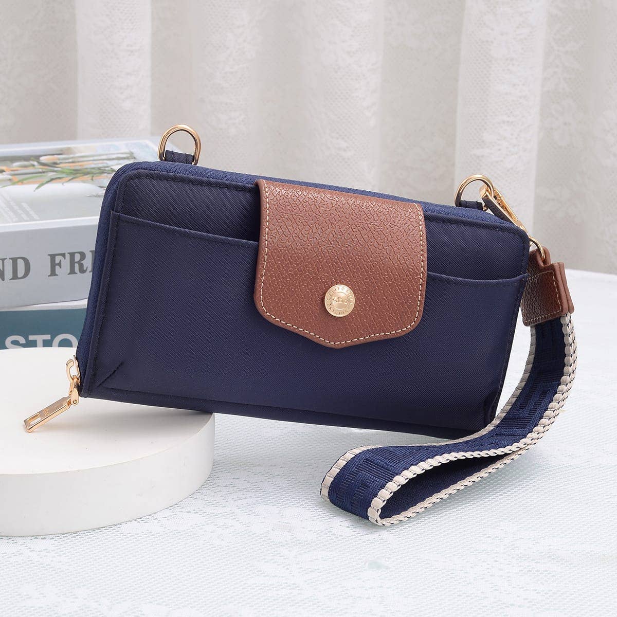 HM030 Mila Smartphone wallet Crossbody with Boho Wristlet: Pomegranate